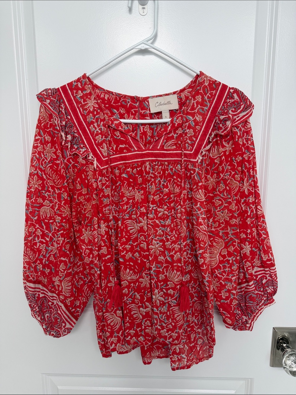 Cleobella Red Floral Peasant Tunic